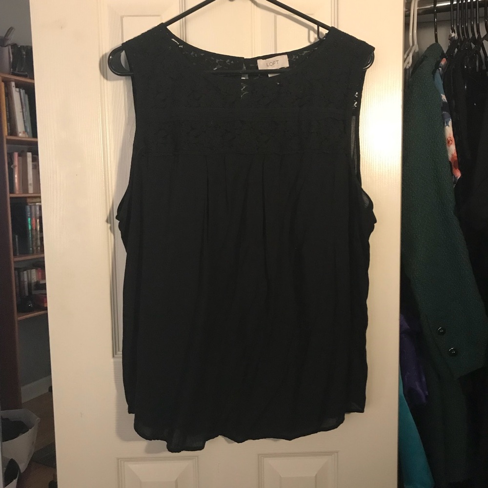 Loft Sleeveless Top with Lace Neckline size XL